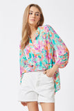 THE LIZZY FLORAL TOP - IVORY MAGENTA