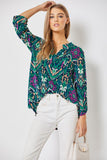 THE LIZZY FLORAL TOP - TEAL MULTI