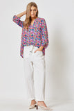 THE LIZZY FLORAL TOP -NAVY MULTI