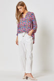 THE LIZZY FLORAL TOP -NAVY MULTI