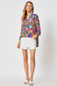 THE LIZZY FLORAL TOP - BLUE MULTI