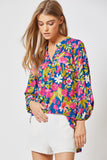 THE LIZZY FLORAL TOP - BLUE MULTI