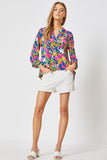 THE LIZZY FLORAL TOP - BLUE MULTI