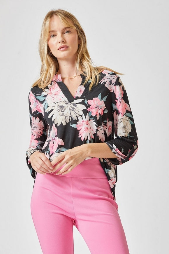 THE LIZZY FLORAL TOP - BLACK FLORAL