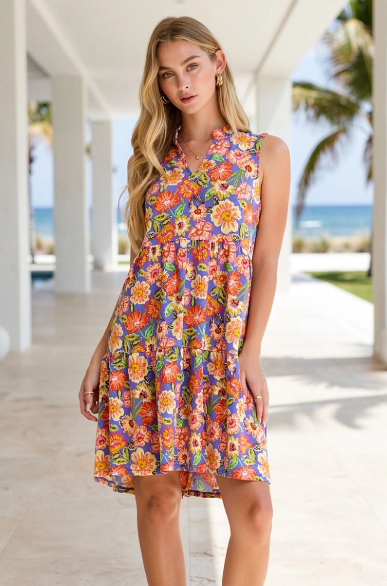 THE LIZZY TIERED DRESS - VIOLET BLUE
