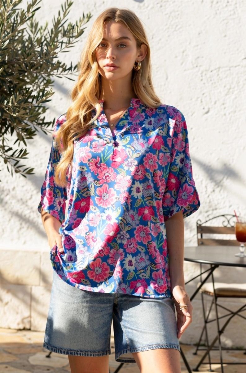 THE LIZZY BREEZE BLOUSE - ROYAL BLUE