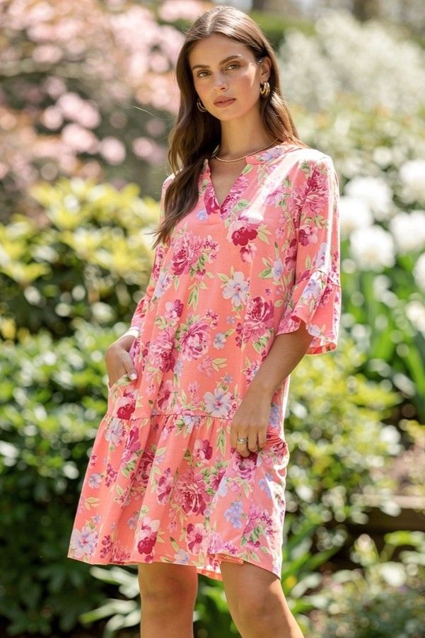 THE LIZZY SUNDAY DRESS - CORAL