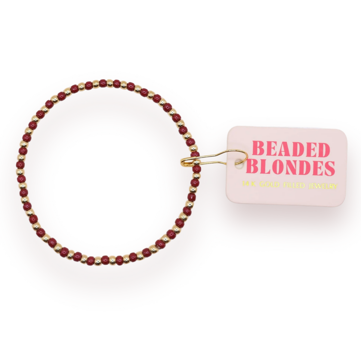 Beaded Blondes Maroon Demi 6.75" Bracelet On Gold
