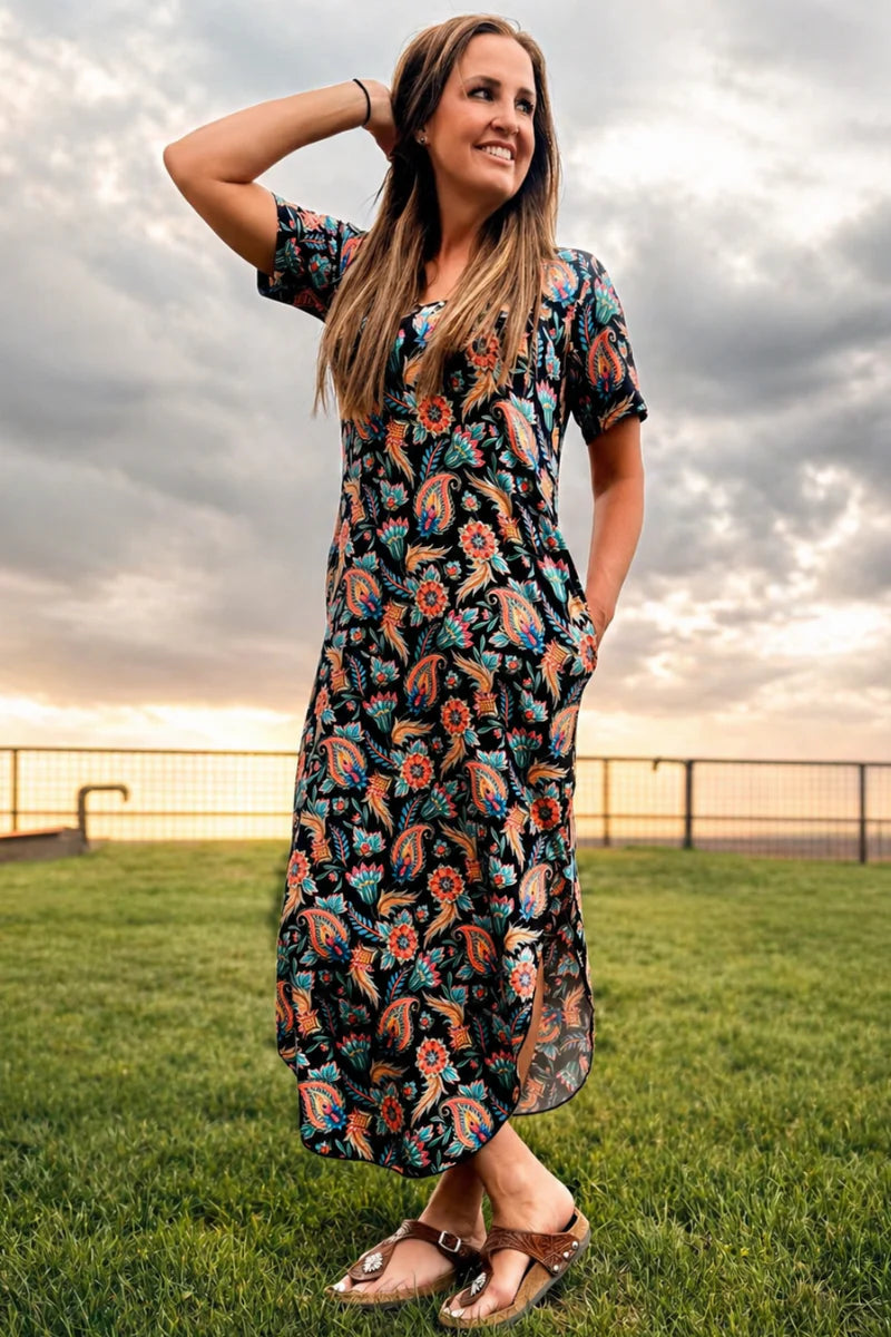 PAINTED BLOOM MAXI DRESS