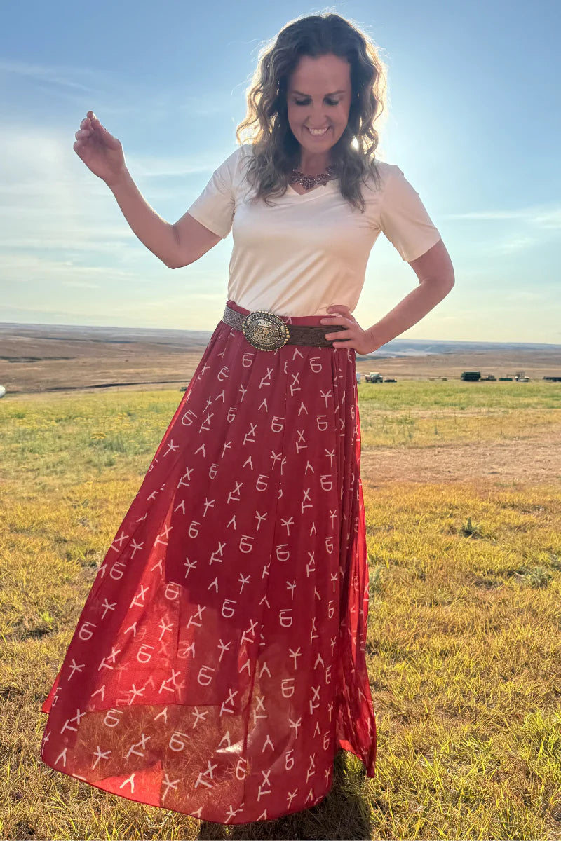 RED DIRT BRANDED MAXI SKIRT