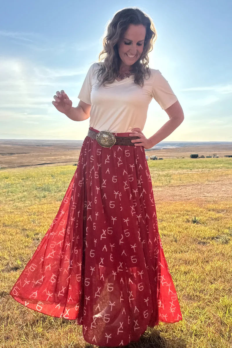 RED DIRT BRANDED MAXI SKIRT