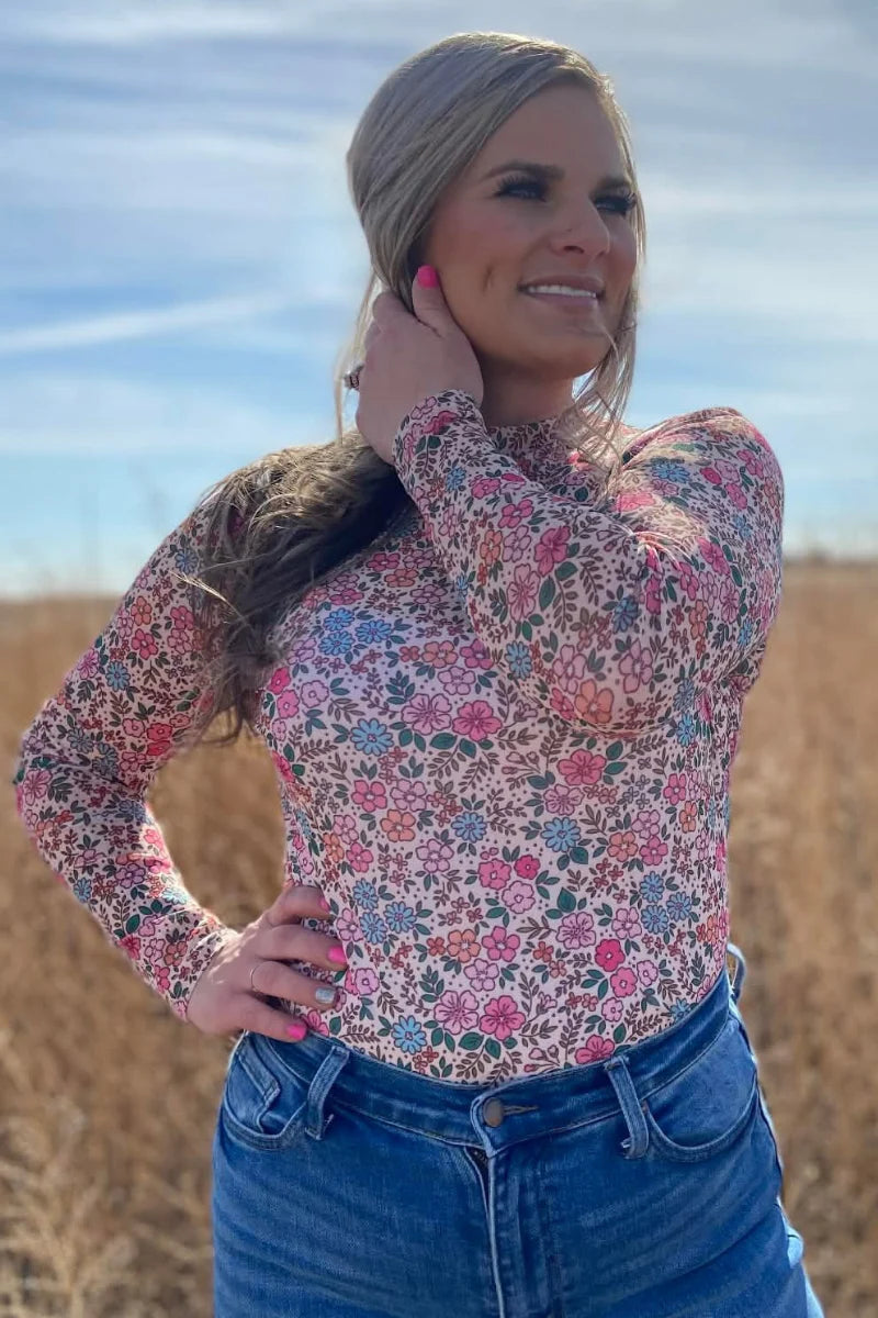 SUNDAY MORNING BLOOM MESH TOP