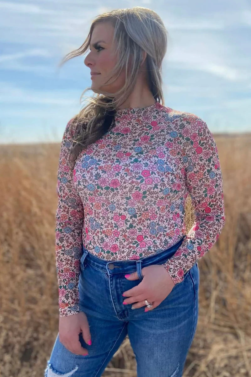 SUNDAY MORNING BLOOM MESH TOP