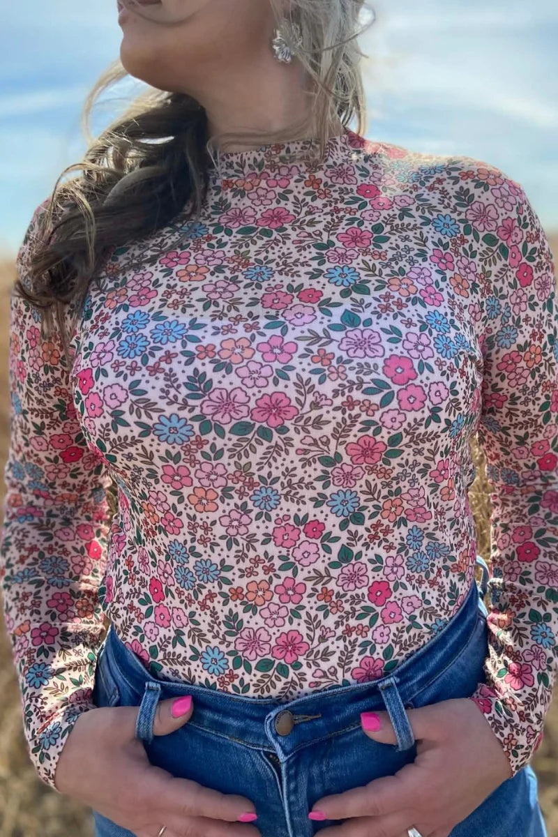 SUNDAY MORNING BLOOM MESH TOP