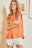 BABYDOLL BANDED SLEEVES TOP - PERSIMMON