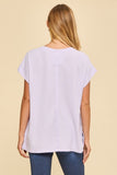 ROUND NECKLINE DOLMAN TOP WITH POCKET - LILAC MIST