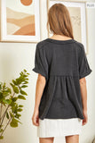 DOLMAN SLEEVES BUTTON CLOSURE TOP - CHARCOAL