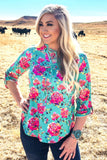 TURQUOISE ROSEWATER BOW TOP