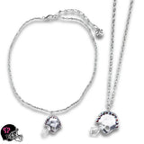 PINK PANACHE SILVER FOOTBALL HELMET PENDANT AB STONE NECKLACE - N130SAB
