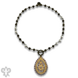 Toggle necklace with Austrian crystal Santa Fe teardrop pendant - Iridescent AB STONE