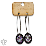 PINK PANACHE MINI BLACK PLATED BRONZE OVAL EARRINGS - E580BLAB
