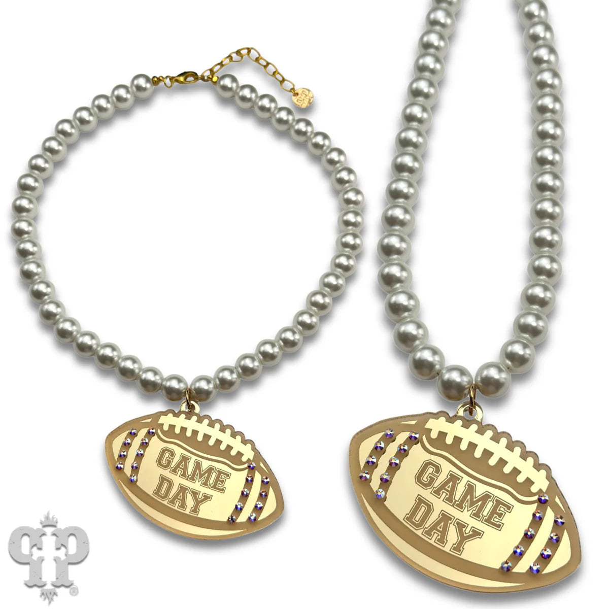 PINK PANACHE GOLD FOOTBALL GAME DAY NECKLACE - N258GAB