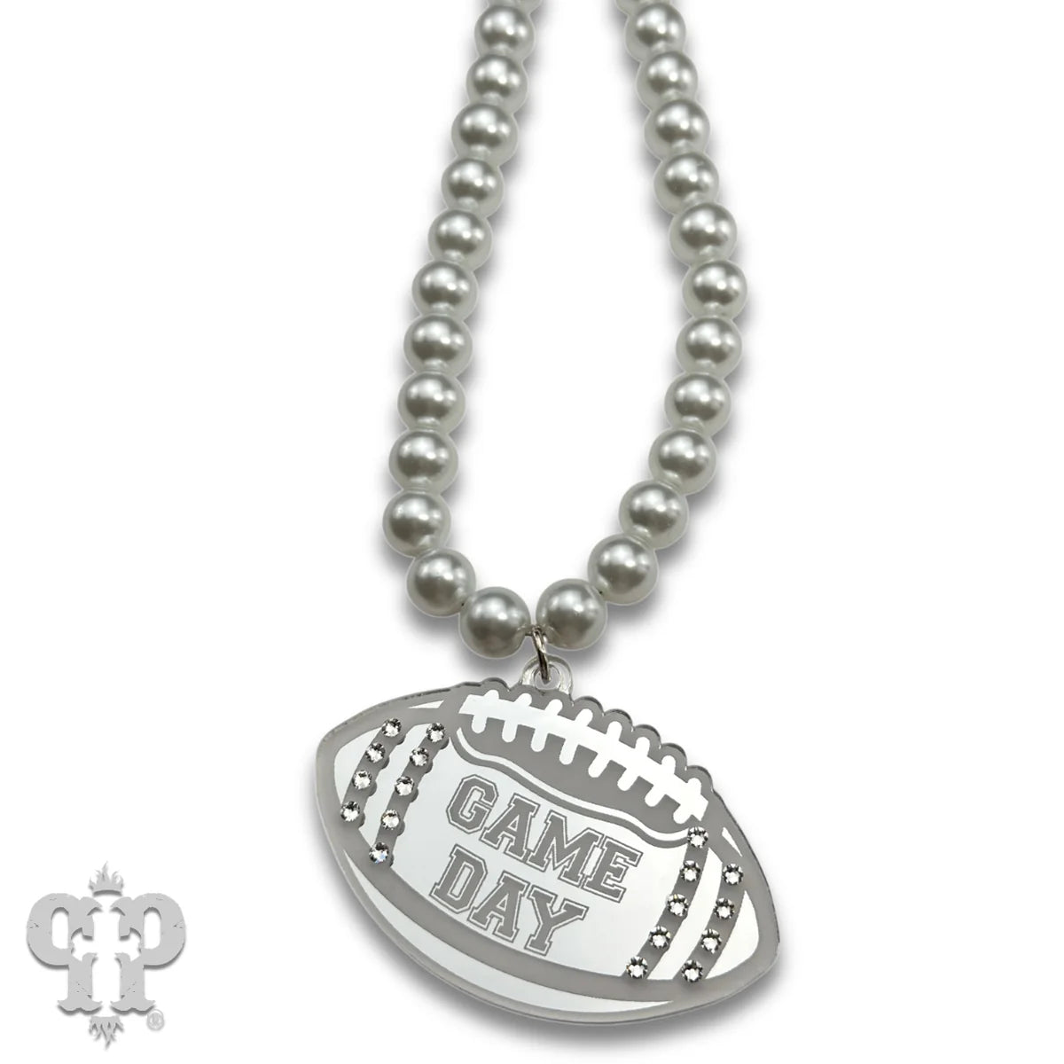 PINK PANACHE SILVER FOOTBALL GAME DAY NECKLACE - N258SAB