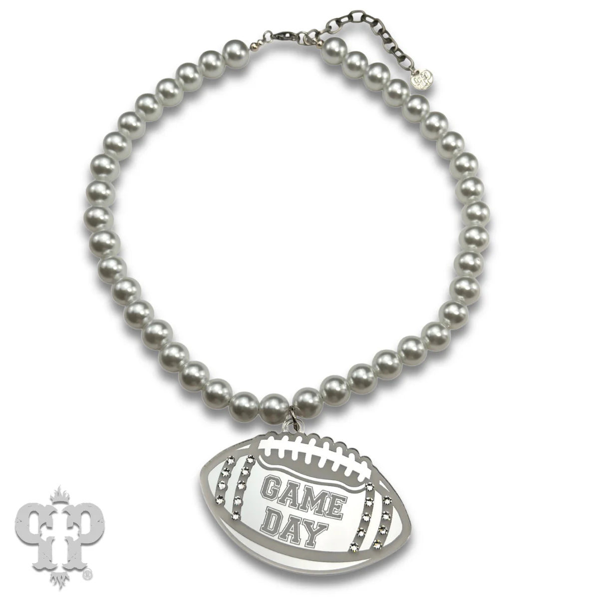 PINK PANACHE SILVER FOOTBALL GAME DAY NECKLACE - N258SAB