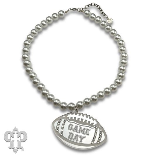 PINK PANACHE SILVER FOOTBALL GAME DAY NECKLACE - N258SAB