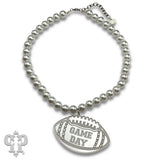 PINK PANACHE SILVER FOOTBALL GAME DAY NECKLACE - N258SAB