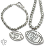 PINK PANACHE SILVER FOOTBALL GAME DAY NECKLACE - N258SAB