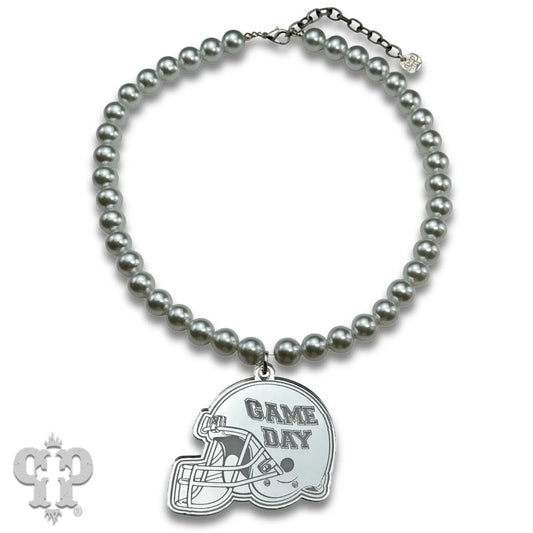 PINK PANACHE SILVER HELMET GAME DAY NECKLACE - N259S