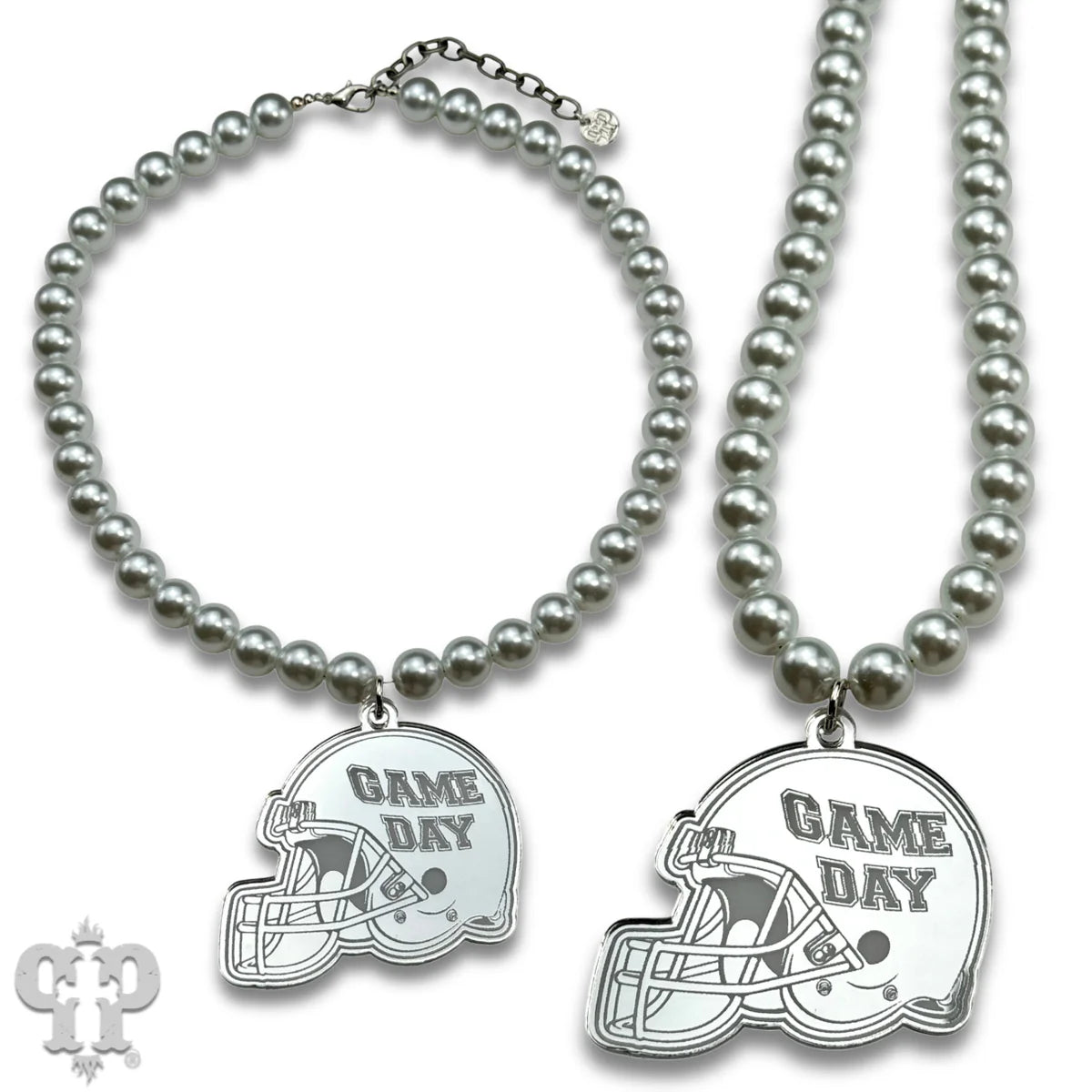 PINK PANACHE SILVER HELMET GAME DAY NECKLACE - N259S
