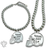 PINK PANACHE SILVER HELMET GAME DAY NECKLACE - N259S