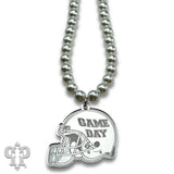 PINK PANACHE SILVER HELMET GAME DAY NECKLACE - N259S
