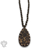 PINK PANACHE BLACK CRACKLE FINISH TEARDROP NECKLACE - N270BL