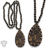 PINK PANACHE BLACK CRACKLE FINISH TEARDROP NECKLACE - N270BL