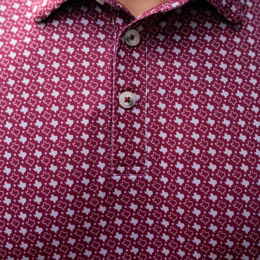 Burlebo Performance Polo - Texas Maroon & Grey