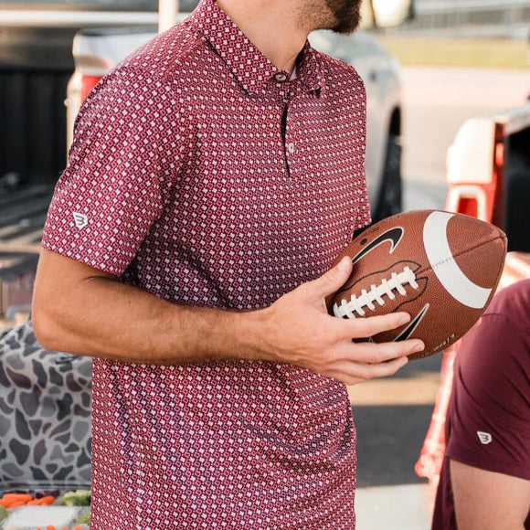 Burlebo Performance Polo - Texas Maroon & Grey