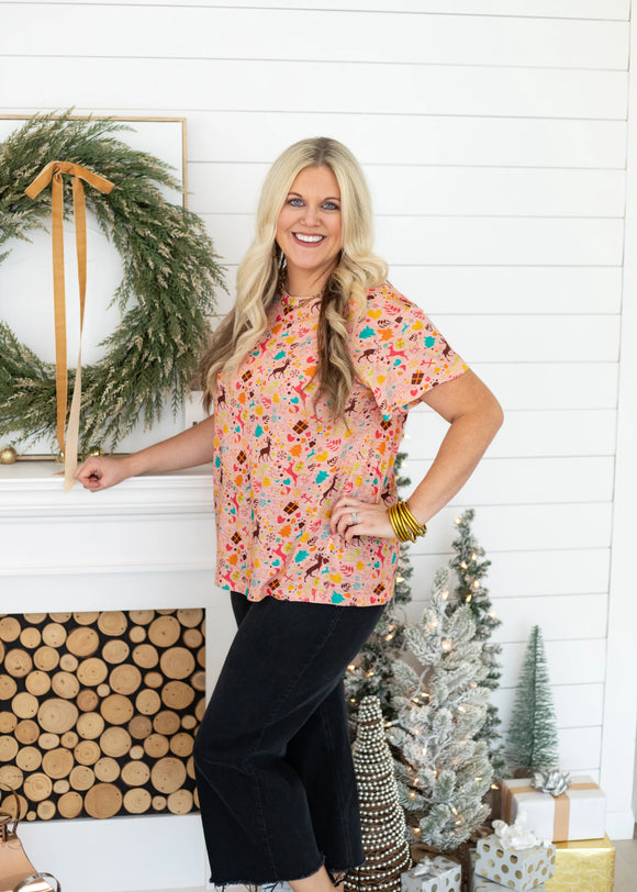 The Basic Tee - Pink Christmas