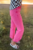 OUTLAW CROP JEANS - PINK