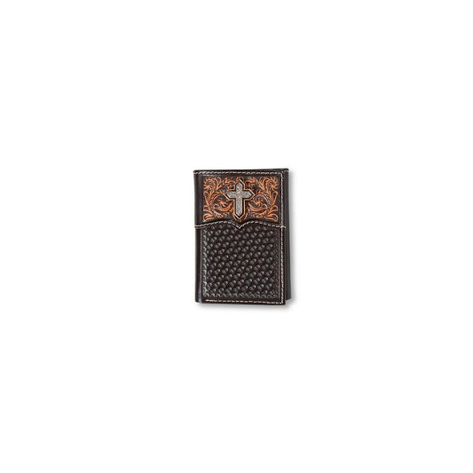 ARIAT TRIFOLD CROSS FLORAL FILIGREE MEDIUM BROWN