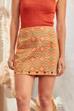 AZTEC INSPIRED EMBROIDERY SUEDE SKIRT - CAMEL