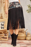 EMBRODIERY FRINGE SUEDE SKIRT