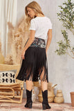 EMBRODIERY FRINGE SUEDE SKIRT