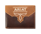 ARIAT BIFOLD PASS CASE WALLET BOOT STITCH OVERLAY BROWN