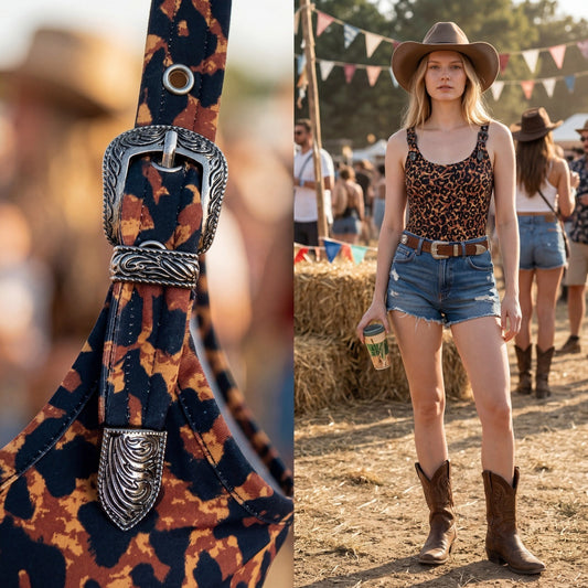 LEOPARD PRINTED BODYSUIT W BUCKLE STRAP