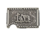 3D MENS UTILITY WALLET SMART STYLE WALLET COWBOY PRAYER SILVER