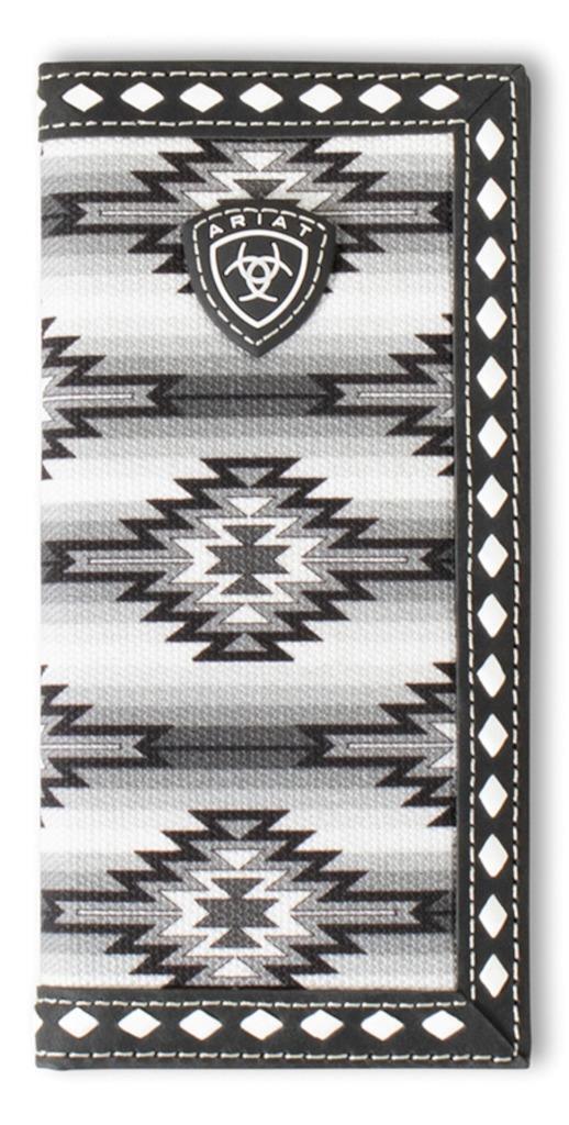 ARIAT YOUTH RODEO STYLE WALLET DIAMOND LACING SOUTHWESTERN FABRIC - BLACK
