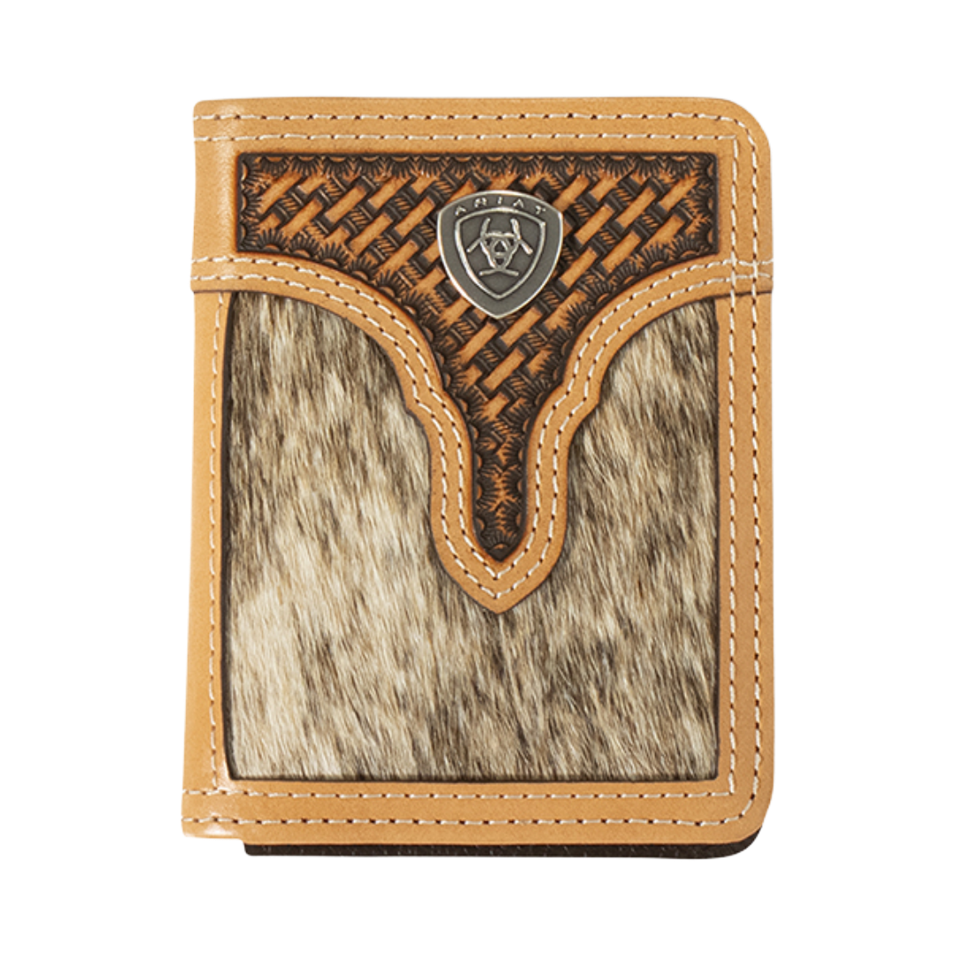 ARIAT BIFOLD CALF HAIR BASKT WEAVE NATURAL